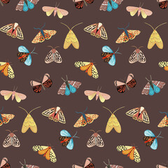 Watercolor illustration with butterflies on a dark background