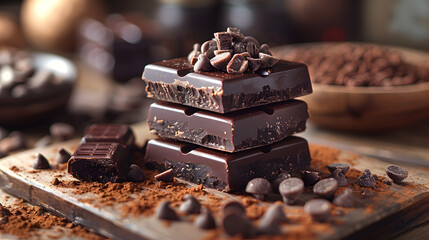 Fudge on Decorated Table for HD Wallpaper with Cinematic Effect - obrazy, fototapety, plakaty