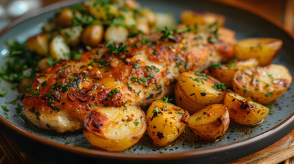 German Schnitzel on Decorated Table for HD Wallpaper with Cinematic Effect