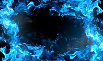 Realistic Blue Flame in Black Background