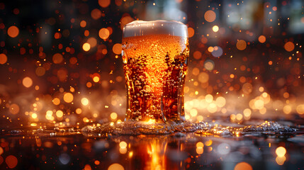 glass of beer in a bar - obrazy, fototapety, plakaty