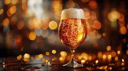 glass of beer on the table - obrazy, fototapety, plakaty