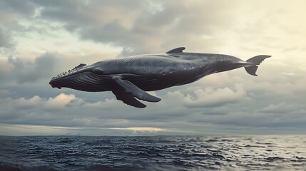 Fototapeta premium Whale leaping in ocean waves
