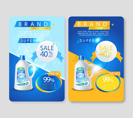 Laundry detergent sale set realistic advertisement
