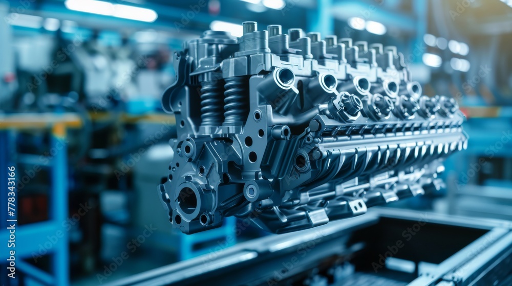 Aufkleber a robotics engine in a smart factory scanning automotive parts, a concept of industry 4.0