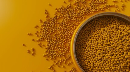 Soybean on isolated yellow background
