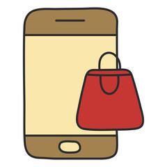 A colored design icon of shopping app

