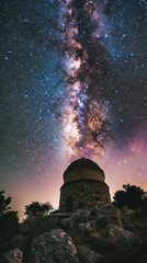 Fototapeta premium Ancient astronomical observatory, stargazing through historys lens