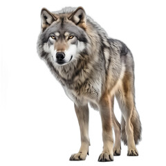 Fototapeta premium full body wolf isolated on transparent background, png transparent background, closeup