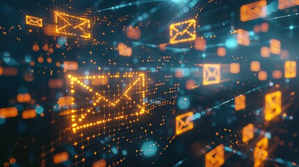 Obraz premium Cybersecurity in data transfer, with bright email symbols safeguarding the information