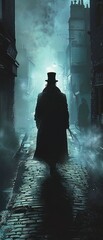 Jack the Ripper, an enigma in history, his crimes a macabre dance with death and darkness - obrazy, fototapety, plakaty