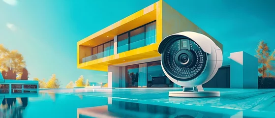 Fototapeten Modern Home Surveillance - Securing Serenity with Style. Concept Security Cameras, Smart Devices, Home Automation, Privacy Measures © Ян Заболотний