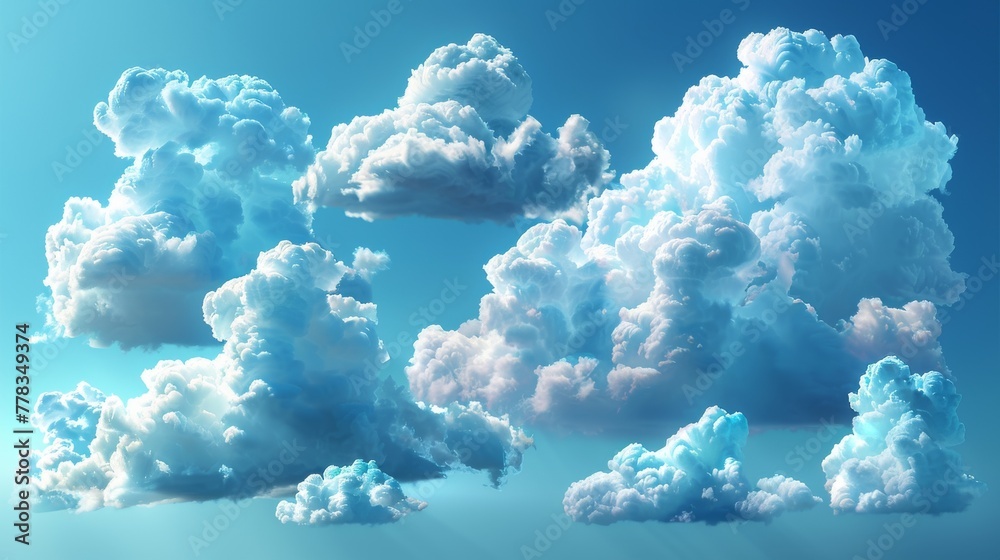 Aufkleber modern illustration of blue clouds on a transparent background. a realistic 3d cloud set. realistic 