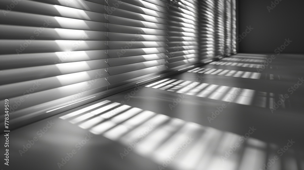 Poster shadow blinds with light from window isolated on transparent background. overlay effect. shade jalou