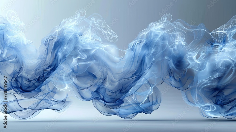 Poster An airflow effect set featuring blue waves and a transparent background. Perfect for visualizing air or water flow.