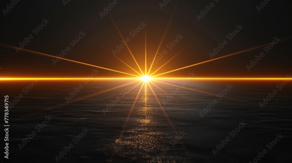 Poster the sun's rays are isolated on a black background for overlay design. a transparent sunlight special