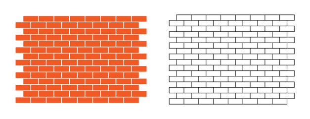 Brick wall icons trendy flat line art style vectors.