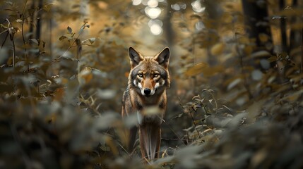 Encounter the awe inspiring presence of a big, scary, and majestic lone wolf traversing a forest path or trail, exuding untamed wilderness. Ai generated - obrazy, fototapety, plakaty
