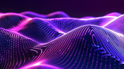 Abstract neon background in 3D. Purple violet pink lines glowing in ultraviolet light.