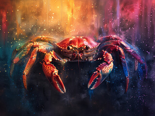 Abstract Cosmic Crab Symbolizing Zodiac Cancer
