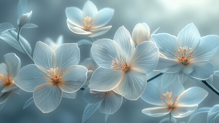 Floral background with translucent flowers