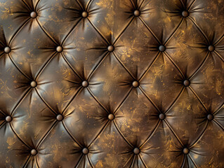 Luxurious Gold Flecked Brown Leather Tufted Texture