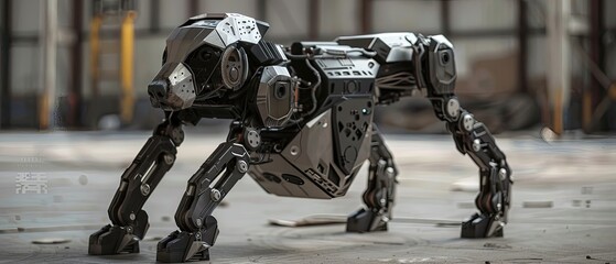A robotic dog performing search and rescue missions in disaster-stricken areas - obrazy, fototapety, plakaty