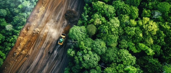 An aerial view of a forest being cleared for agriculture linking deforestation to climate change - obrazy, fototapety, plakaty