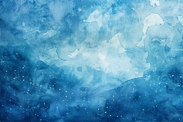 Abstract watercolor texture, soft blue with delicate white stars, peaceful and serene atmosphere - obrazy, fototapety, plakaty