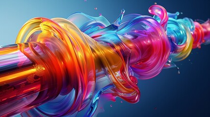 An abstract art piece representing the energy flow through gas pipelines, vibrant colors swirling around pipe forms - obrazy, fototapety, plakaty