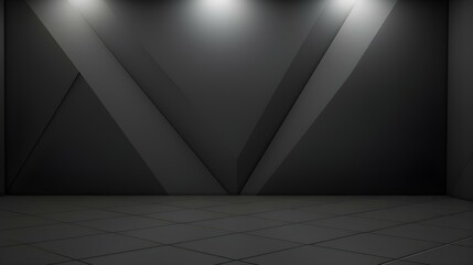 Empty geometrical Wall in anthracite Colors. Futuristic Background for Product Presentation