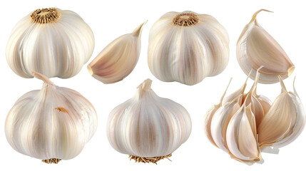 Fresh Organic Garlic Bulb, Essential Ingredient for Healthy Cuisine, Isolated on Transparent Background - Farm to Table Culinary Concept