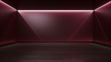 Empty geometrical Wall in burgundy Colors. Futuristic Background for Product Presentation