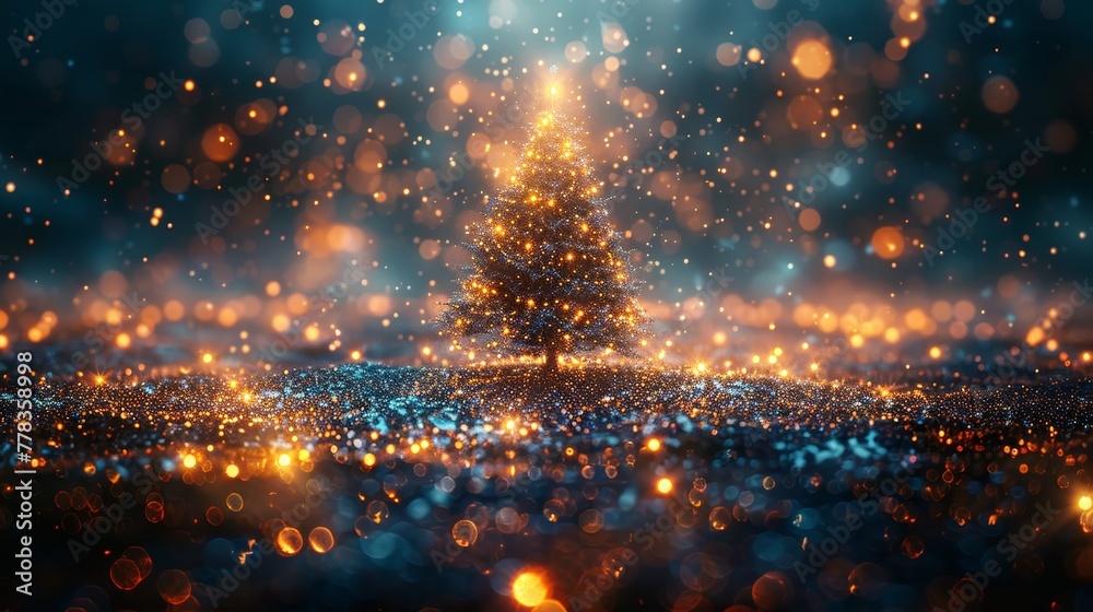 Aufkleber The Christmas poster with a tree and the year 2023 in electronic tech style. The New Year, Merry Christmas card in a cyber computer design. The Tech digital banner of the event in the year 2023.