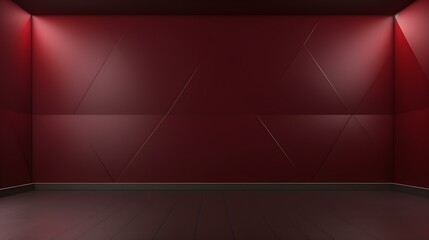 Empty geometrical Wall in dark red Colors. Futuristic Background for Product Presentation