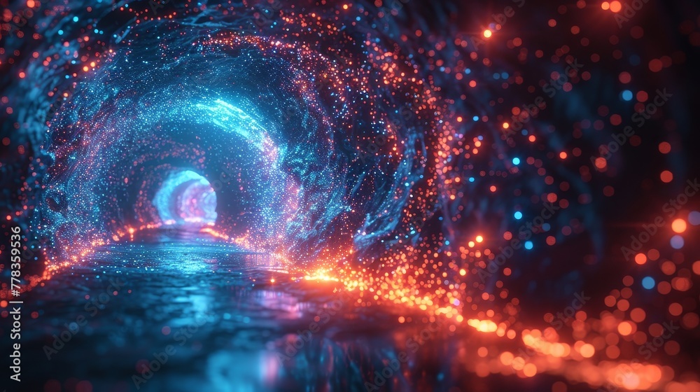 Aufkleber The virtual metaverse is entered through futuristic doors in cyberspace. A digital data center is a portal in virtual reality. A virtual pathway to a virtual reality. Cyber doors in virtual reality.