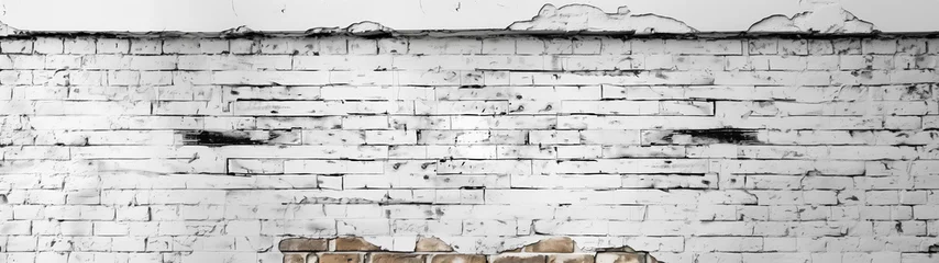 Fotobehang Whitewashed brick wall background with an aged distressed vintage rustic texture effect painted with a white vintage whitewash, stock illustration image © Tony Baggett