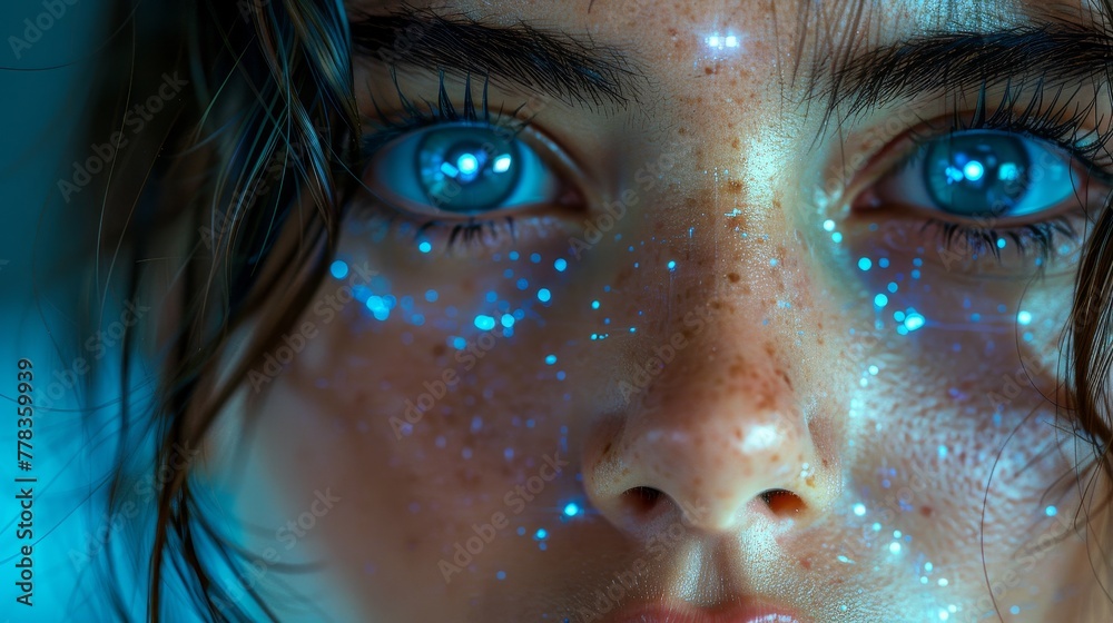 Poster cyborg model or robot woman with beautiful attributes. future cybernetic artificial intelligence tec