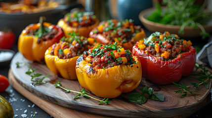 Mediterranean Stuffed Peppers on Decorated