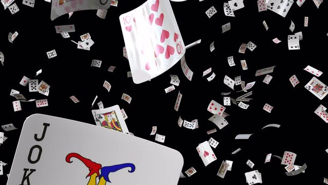 Dynamic Deck Animated Poker Card Transitions From top than explode.
