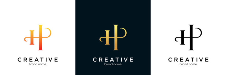 Fototapeta na wymiar Elegant Letter H Black Signature Logo Design Template