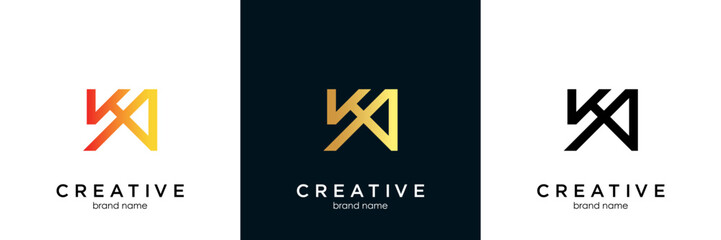Fototapeta premium KA, AK Minimalist and modern vector logo design template in a creative unique way