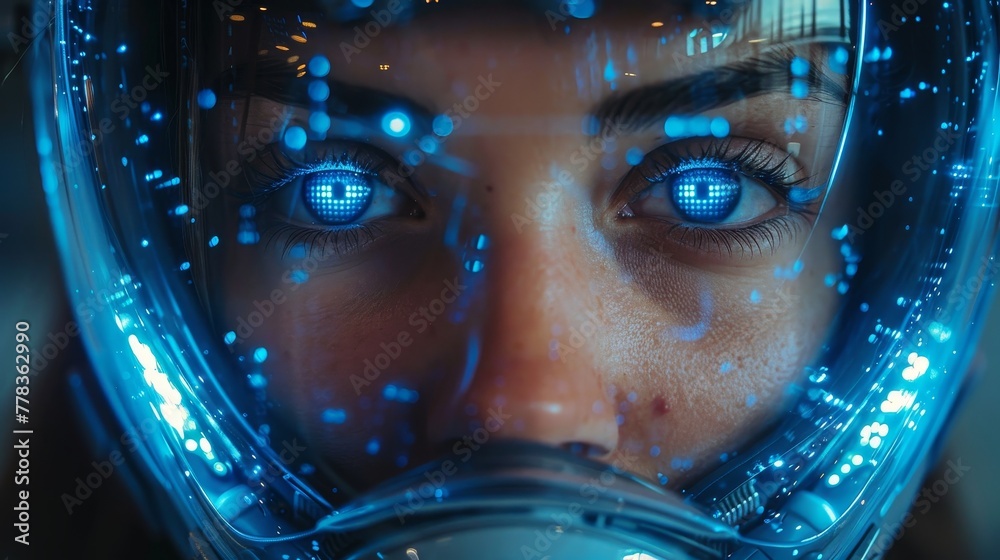Poster Artificial intelligence and the robot revolution. Robots or cyborgs are capturing the Earth, causing it to collapse in their wake. Sci-fi illustration of apocalyptic technology. Dangerous artificial