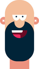 A smiling, beared cartoon man head - flat design