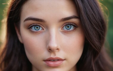 Obraz premium a close up of a woman s face with blue eyes