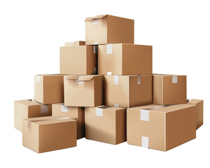 Fototapeta premium Pile cardboard isolated on transparent background, realistic png element.