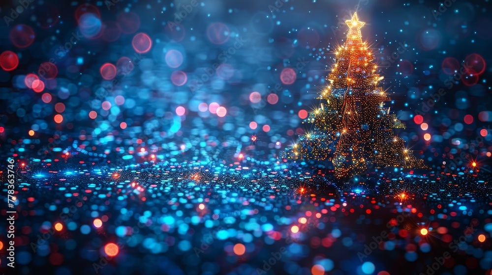 Aufkleber the christmas poster with digits 2024 in electronic technology style. new year, merry christmas gree
