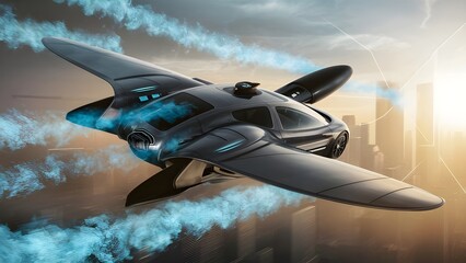 Flying drone taxi futuristic technology 