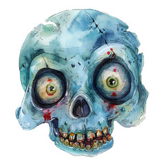 skull zombie vector illustration in watercolor style