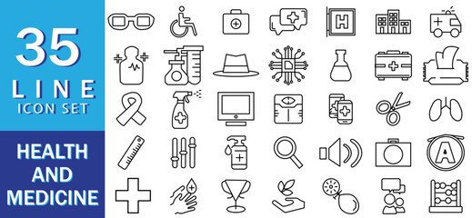 Health checkup line icon set. Medical care service symbol collection. Vector illustration.